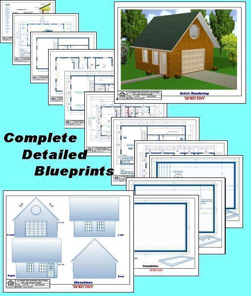 20×20 Garage w/Loft Plans Package, Blueprints, Material List