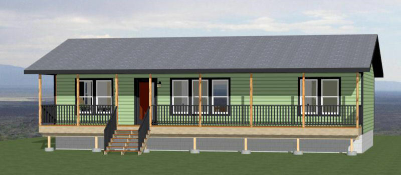 46×24 House – 3 Bedroom 2 Bath – 1,104 sqft – PDF Floor Plan – Model 1E