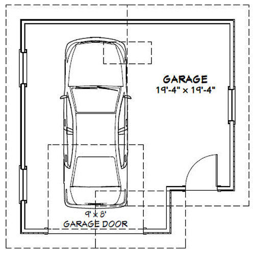 20×20 1-Car Garage — 376 sq ft — PDF Floor Plan — Model 1