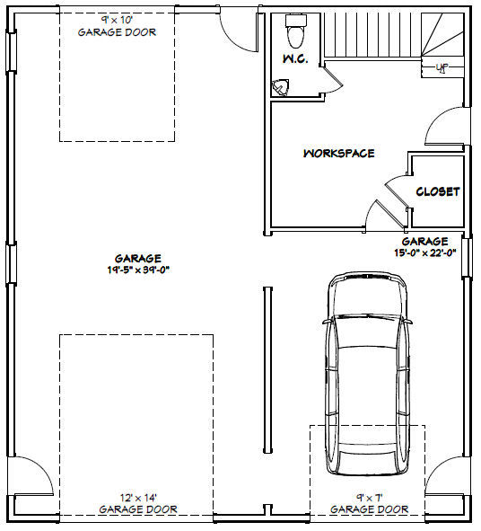 36×40 Apartment with 1-Car 1-RV Garage — PDF Floor Plan — 821 sqft — Model 1F