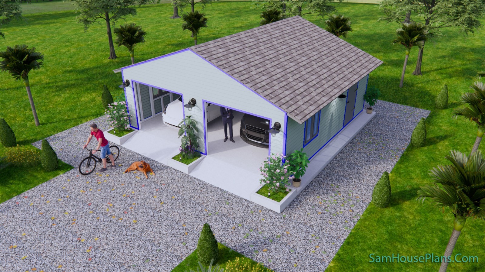 24×24 Feet 2 Cars Garage Shed Plan 7.3×7.3 Meter PDF Plans (A4 Hard Copy)