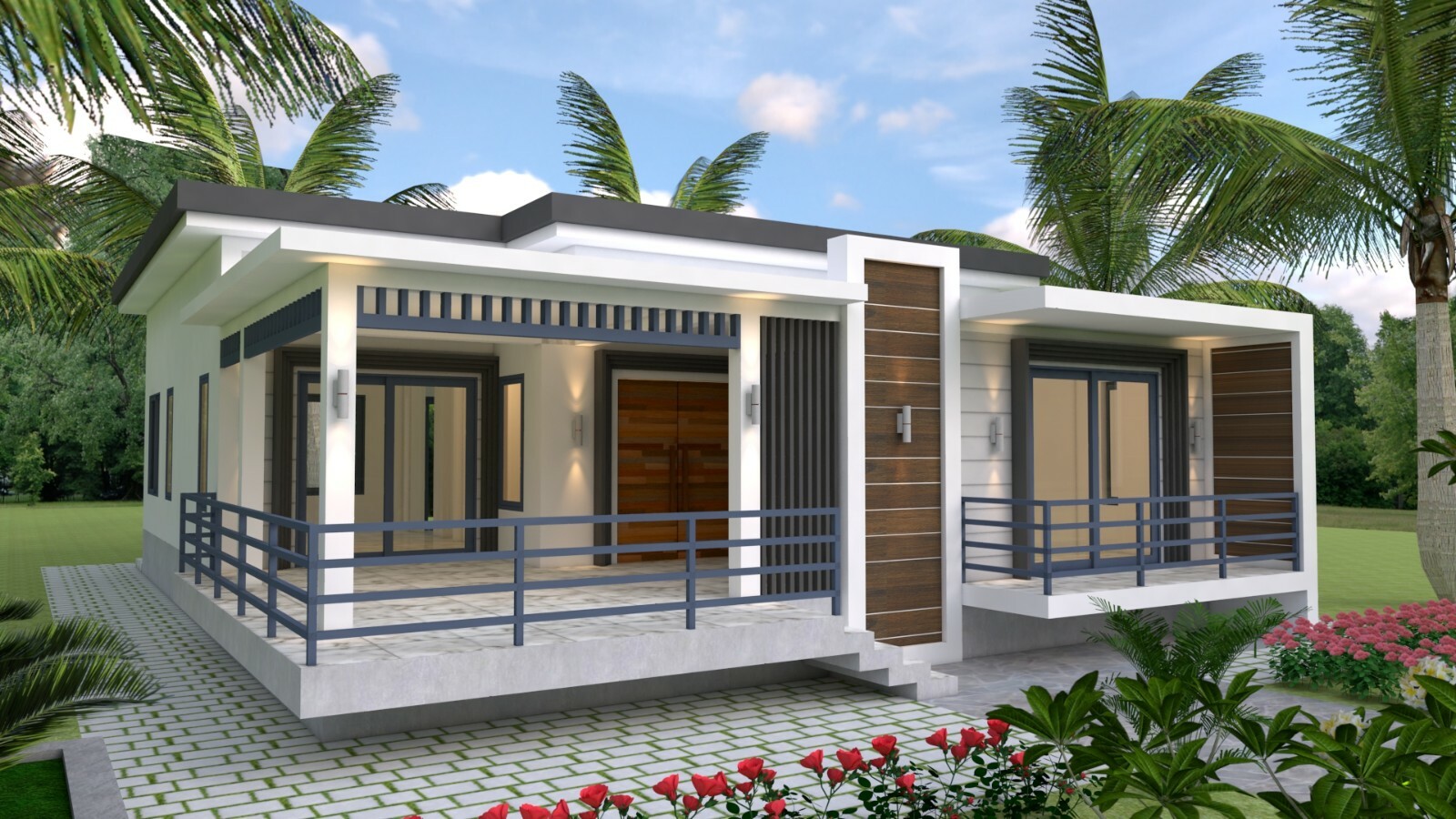 Modern House Plans 10×13 Meter 33×43 Feet 3 Beds 2 Baths Concrete Slab Hard Copy