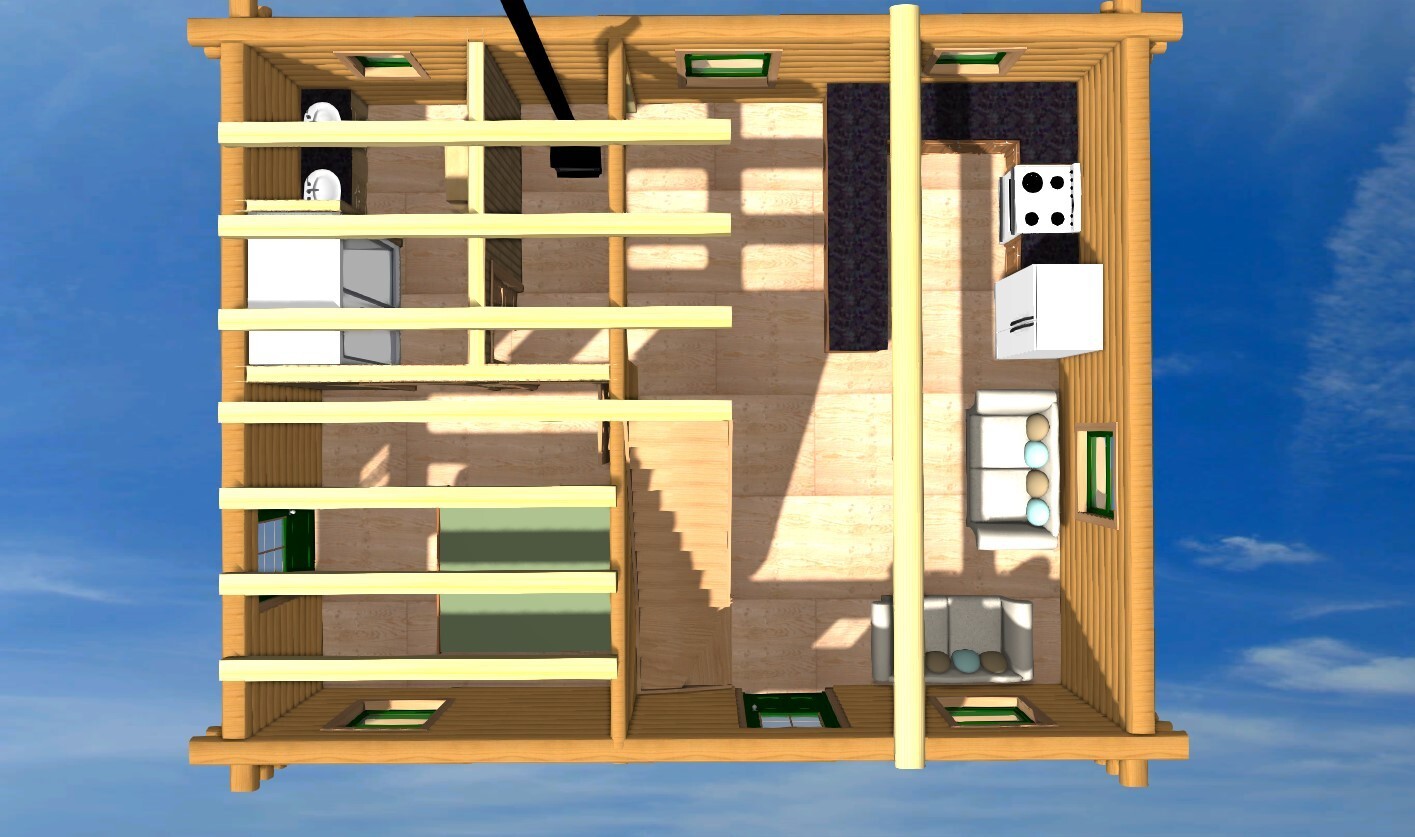 16′ x 30′ White Pine D-Log Cabin with Porch Package – WHOLESALE Price