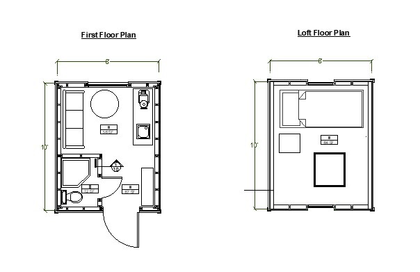 Small Cabin Plan With Loft 8’x10′ Tiny House DIY Building Professional Drawings