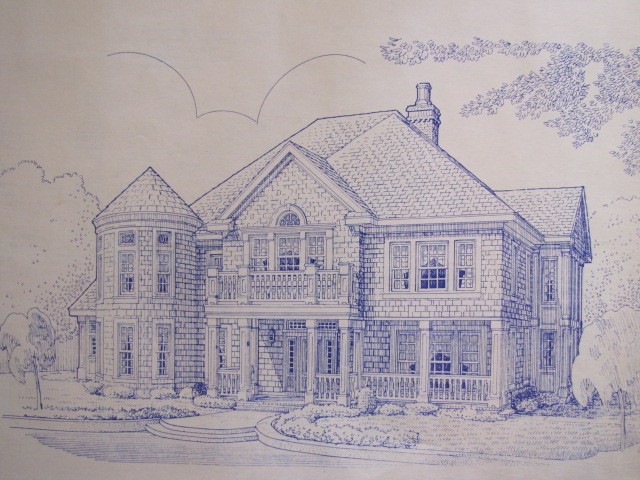 Original 1990 Stately VICTORIAN Style HOME DESIGN PLANS w/ 3 Car Garage & Apt.