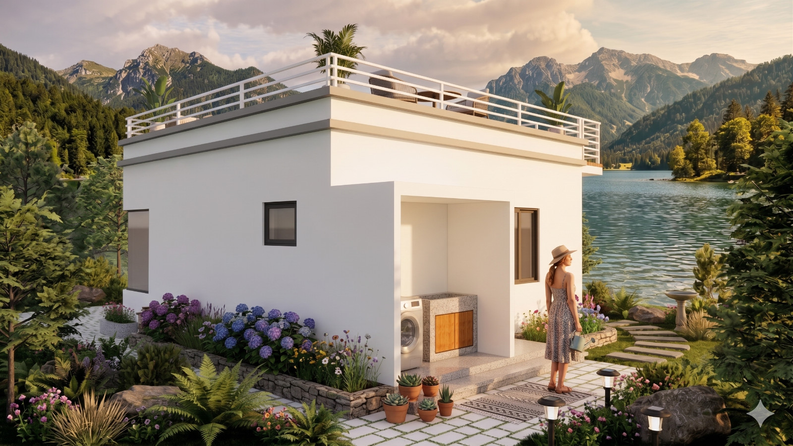 20×23 Feet Small House 6×7 Meter 2 Bed 1 Bath Terrace Roof PDF, Cad&A4 Hard Copy