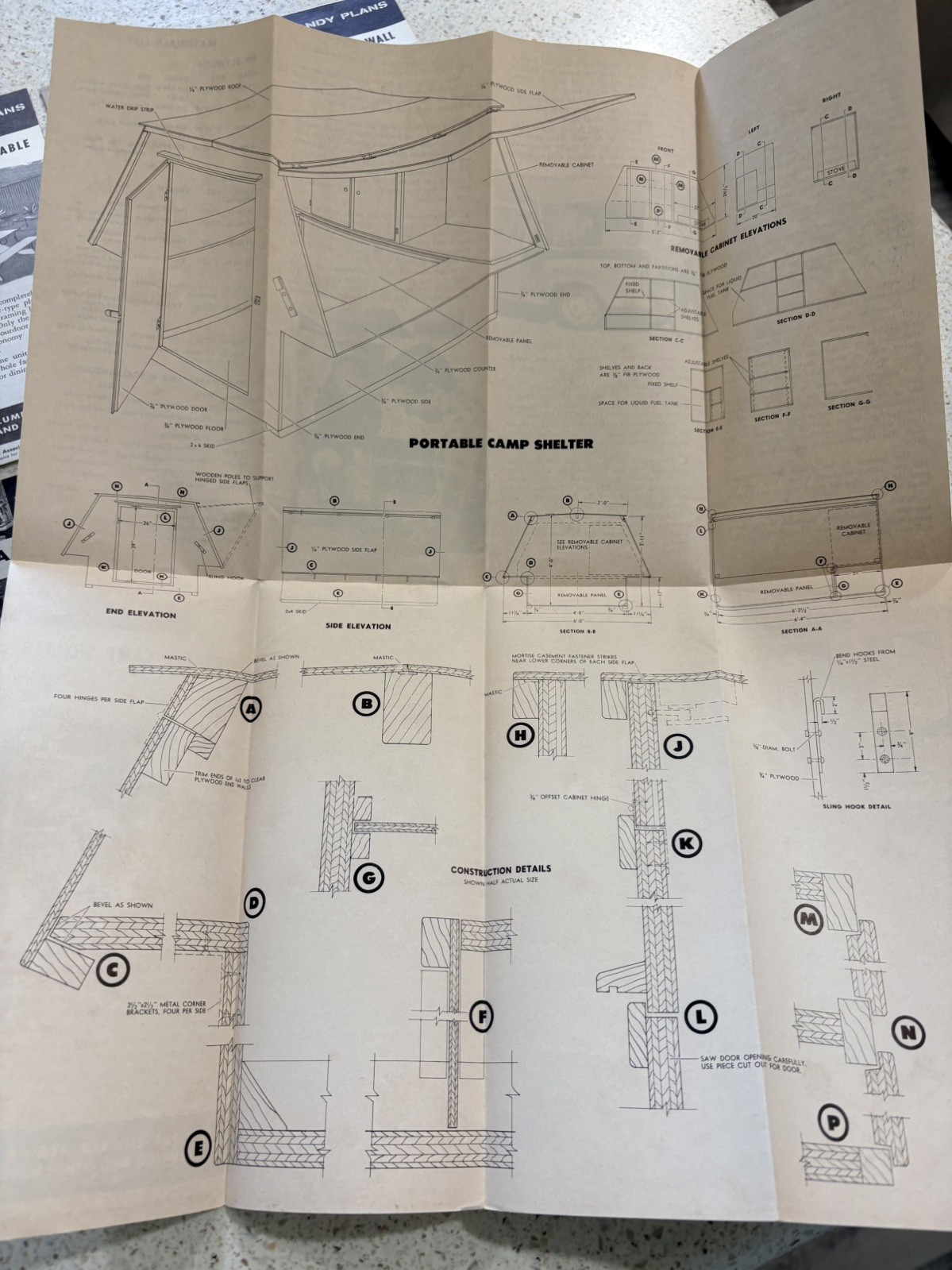1950’s-60’s Lumber Store Handouts For Plywood Projects – Blueprints – Lot Of 14