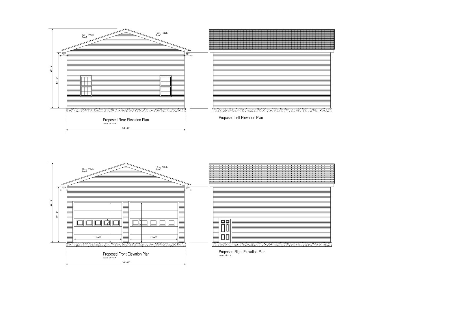 30’X30′- GARAGE PLANS POLE BARN GABLE ROOF GABLE END BARN PLANS 19-3030-GBL-7
