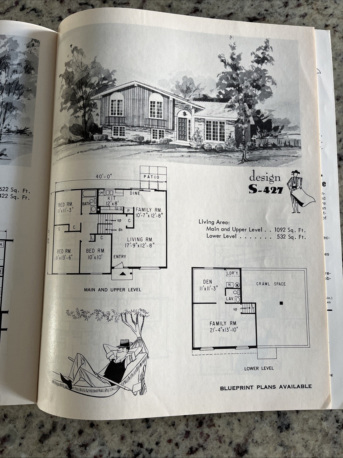 Vintage 1972 MCM Spanish Tudor Home Plans Design Catalog Blueprints Ranch Split