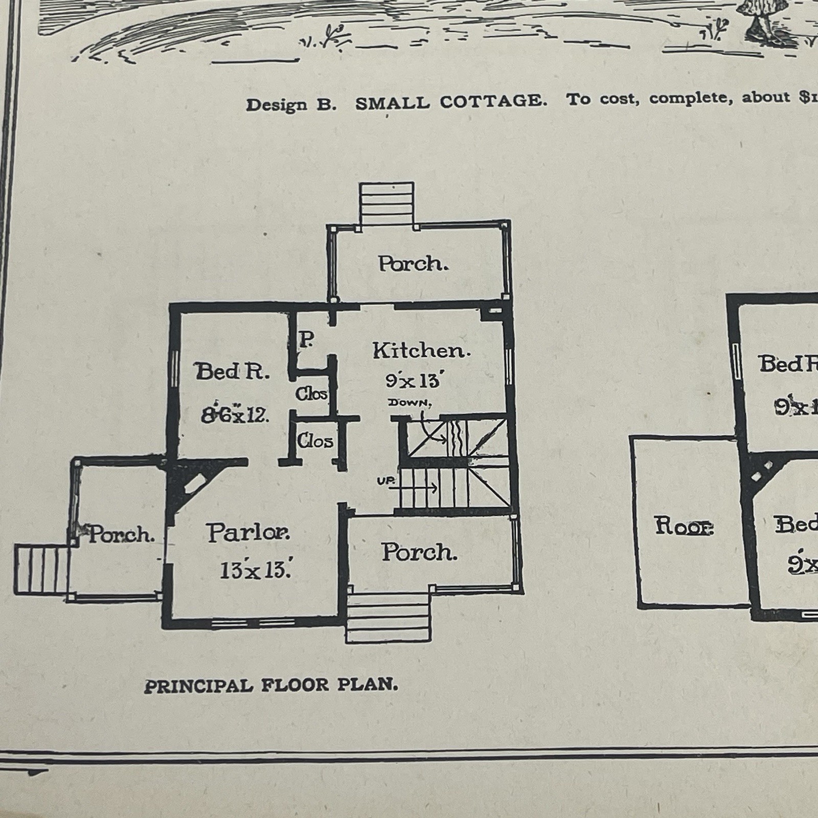Small Frame Cottage House Plan 1900 Antique Floor Plans Architectural Designs