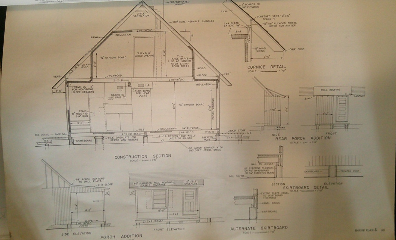 Build Your Own Low-Cost Home 1972 Dover House Plans Blueprint Manual