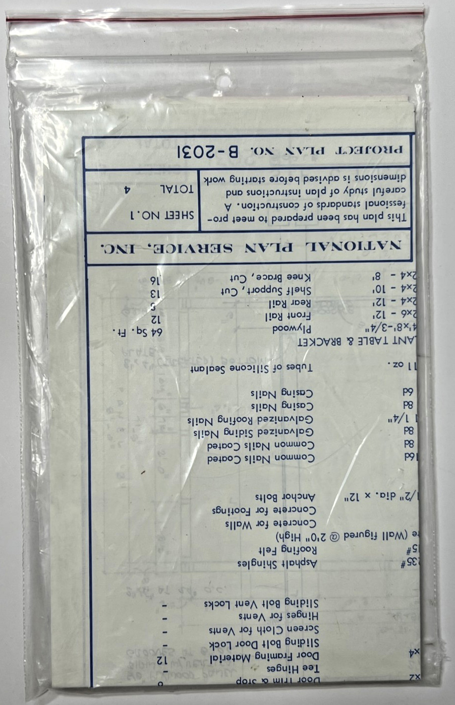Vintage Ucando Greenhouse Storage Blueprint DIY Series Design No B2031
