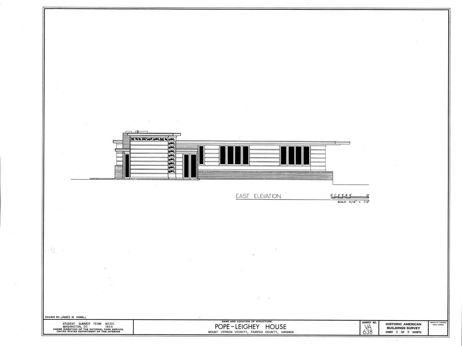 Pope House, a Frank Lloyd Wright Usonian Home, 2 bedrooms, architectural plans