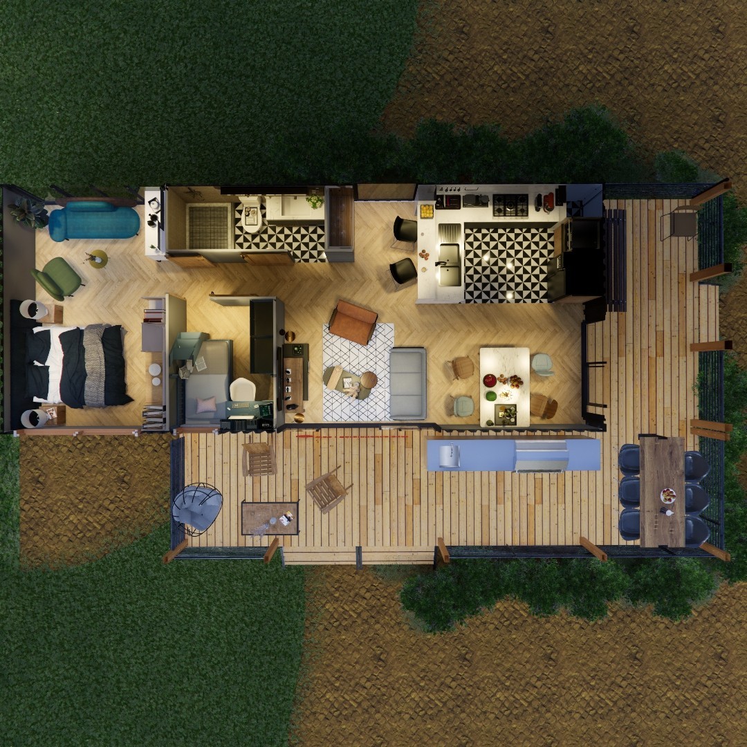 Container house plans – 2 bedrooms – 1 bathroom – Digital PDF File