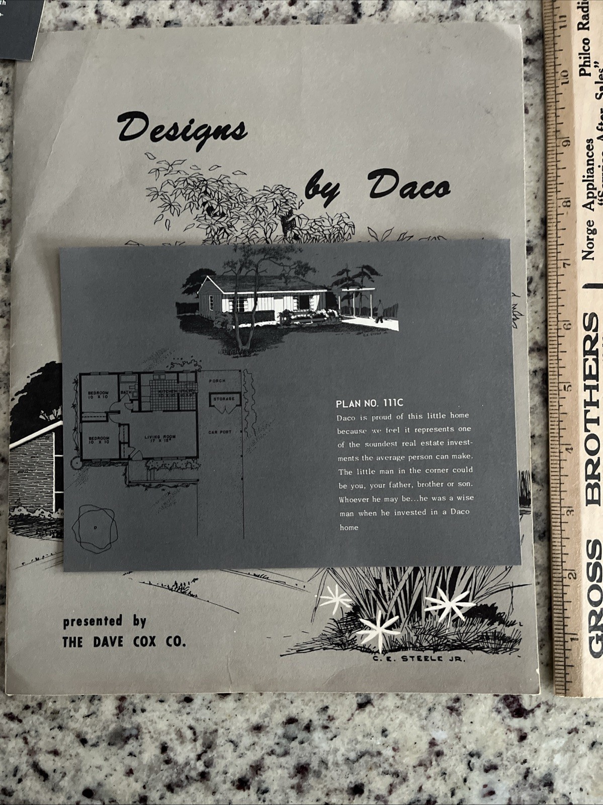 Vintage 1959 8- MCM Home Plan Sheets DACO Homes Independence MO Catalog Card