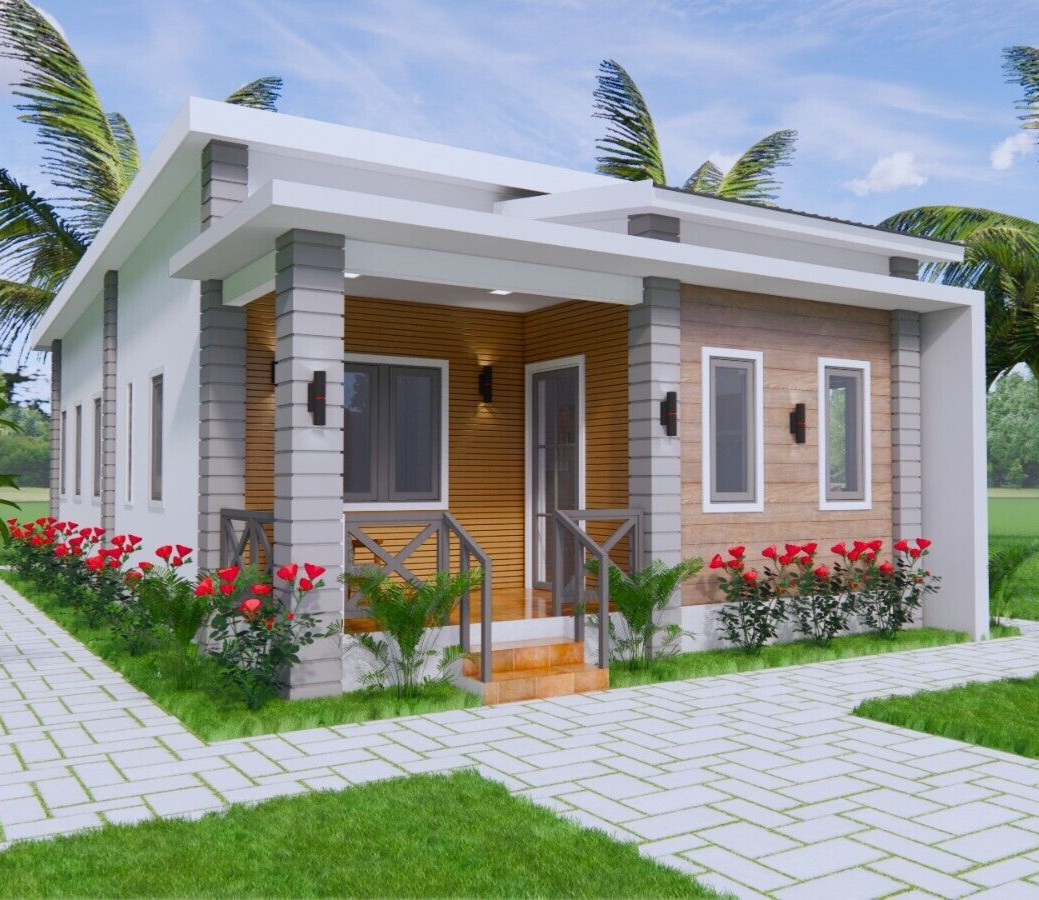 20×36 Feet Small House Design 6×11 Meter 3 Bed 2 Bath Shed Roof (A4 Hard Copy)
