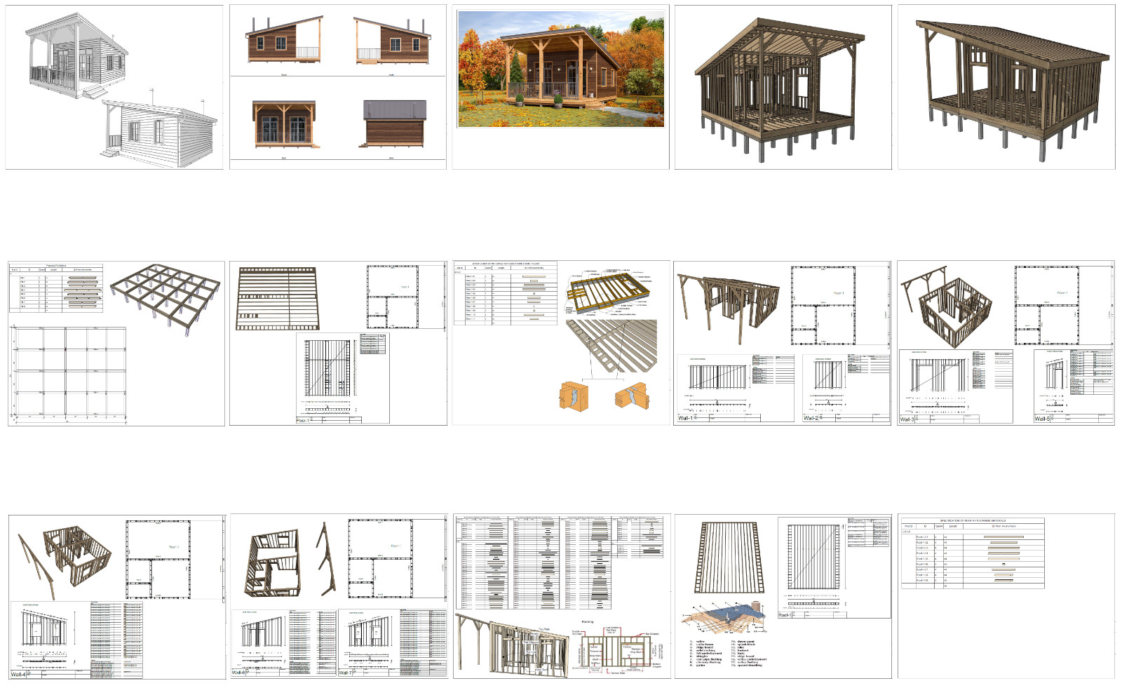 Cozy Charming Tiny House 1 Bed, 1 Bath Architectural Build Plans PDF Download