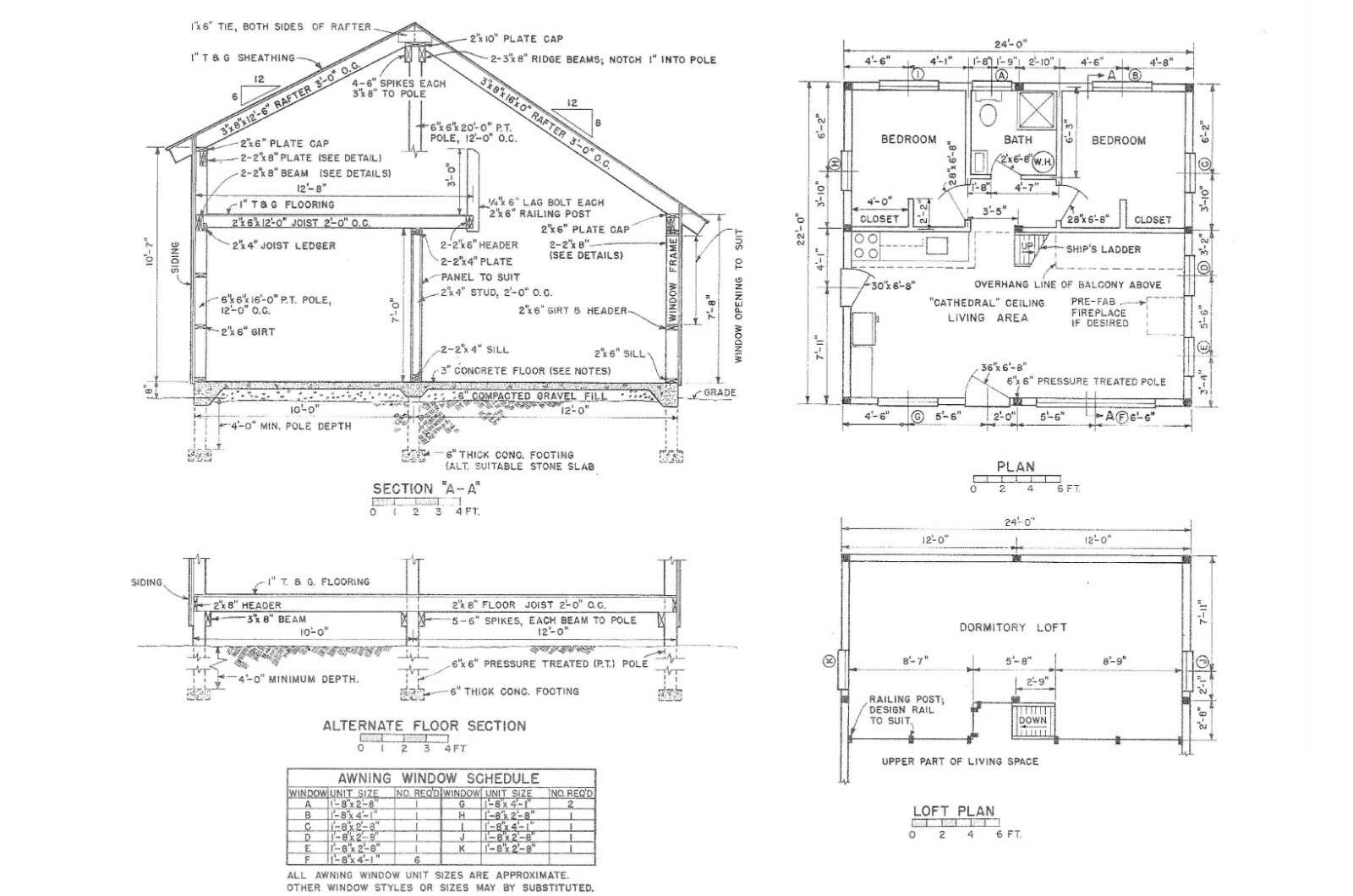 Tiny Home Building Plans Small House – 24′ x 22′ – 528sqft Main Floor + 302sqft