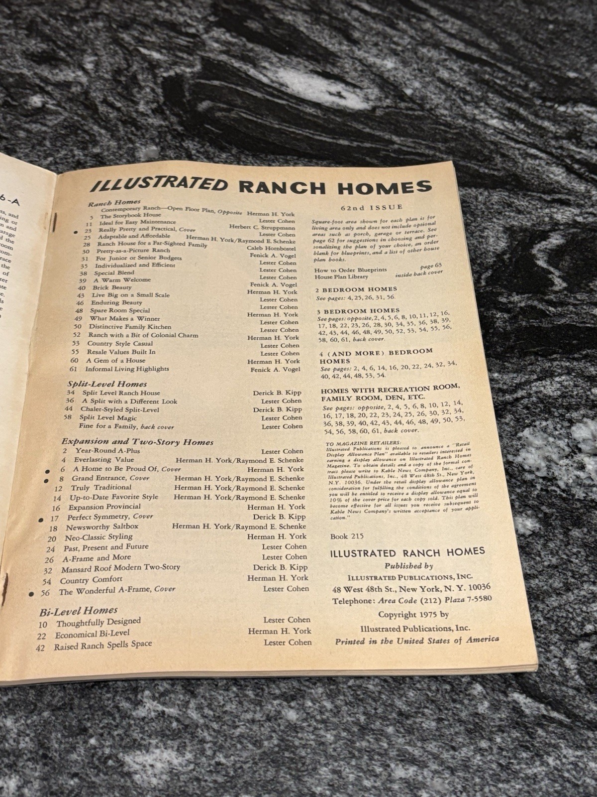 Vtg 1975 Illustrated Ranch Homes 62nd Edition Building Plans Blueprints Magazine