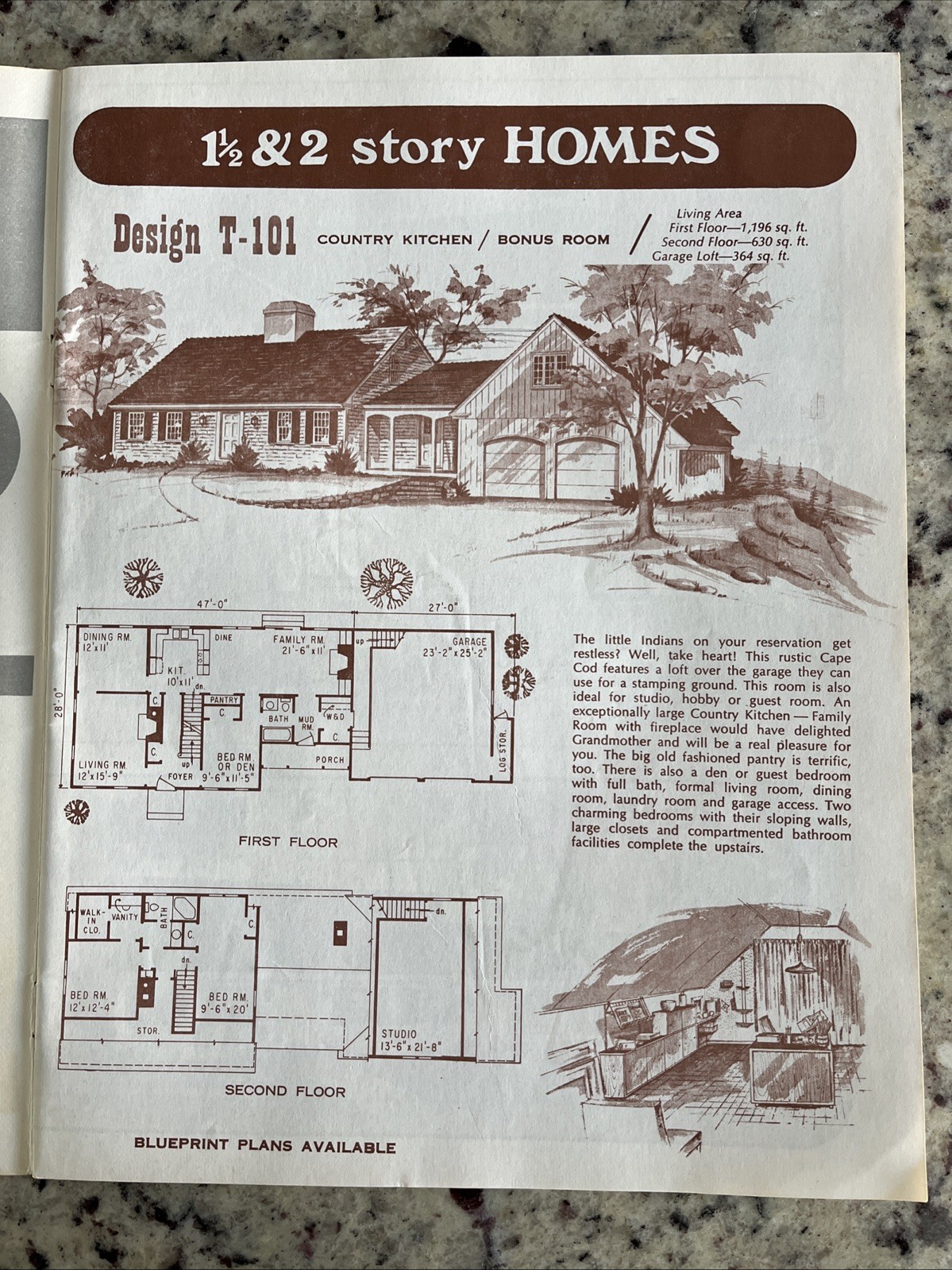 Vintage 1970 Cape Cod Salt Box Garrison Homes Plans Design Catalog Blueprints