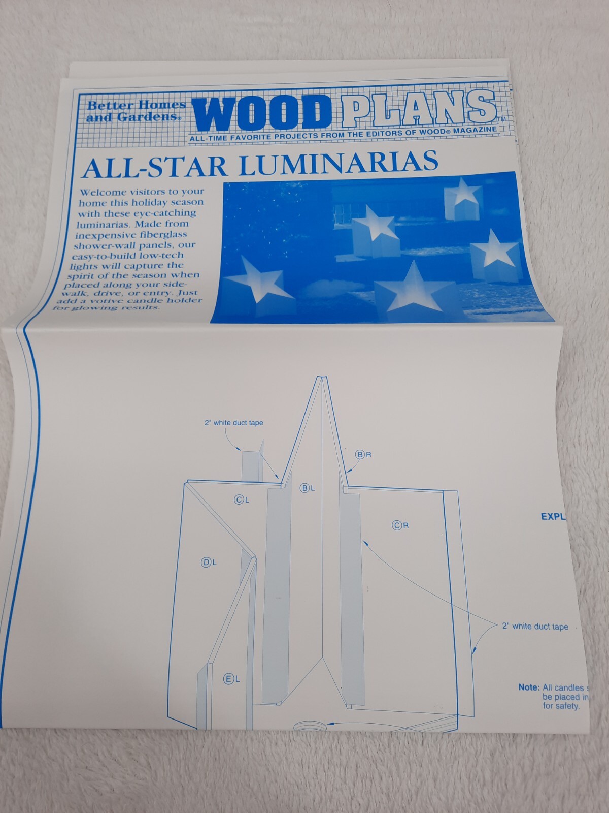 Better Homes and Gardens Wood Plans All Star Luminaria OFS #1049 Uncut