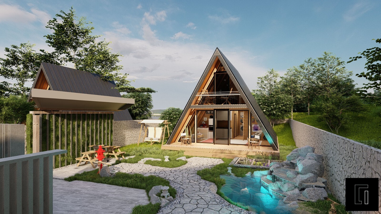 700SF Tiny House Cabin Plans – Blueprints – Modern, Bathroom and Loft
