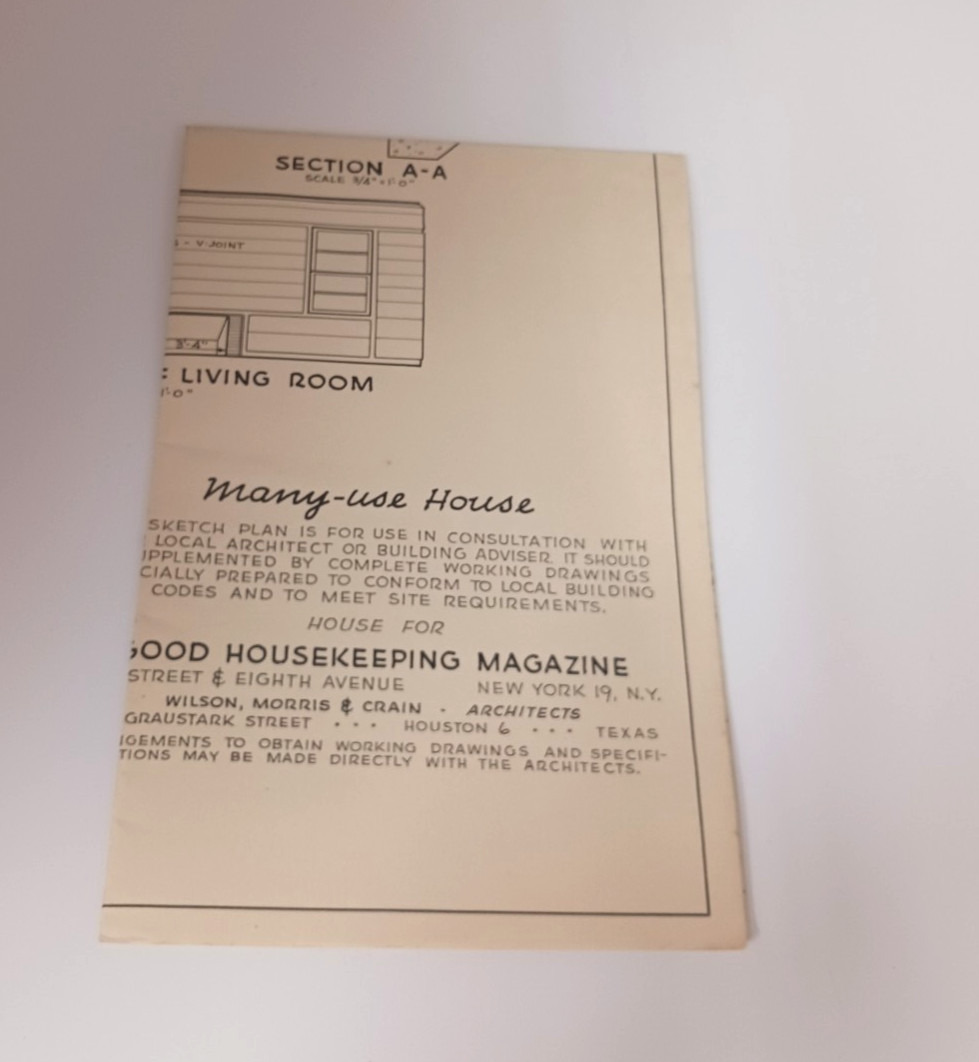 VTG 1940s 1950s Good Housekeeping Mid Century Modern Many Use House Floor Plan