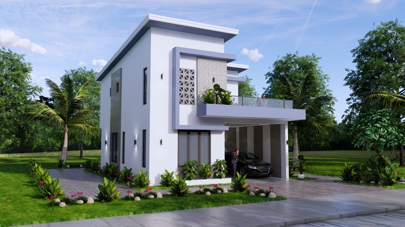 26×33 Feet House Design Plan 8×10 Meter 3 Beds 3 Baths Shed Roof (A4 Hard Copy)