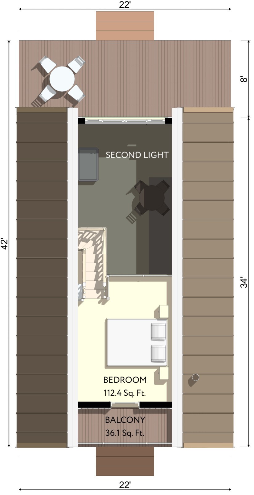 22’x42′ Tiny House Plan 1 Bed, 1 Bath Architectural Build Plans PDF Download