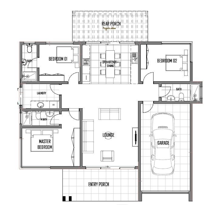 Modern 3 Bedroom House Design With Garage