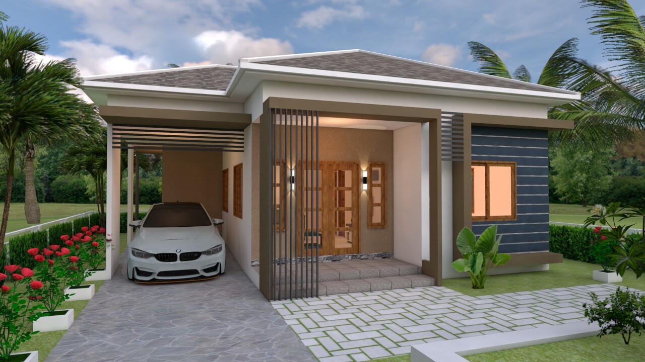 One Story House 10×11 Meter 33×36 Feet 3 Bedrooms Hip Roof PDF (A4 Hard Copy)