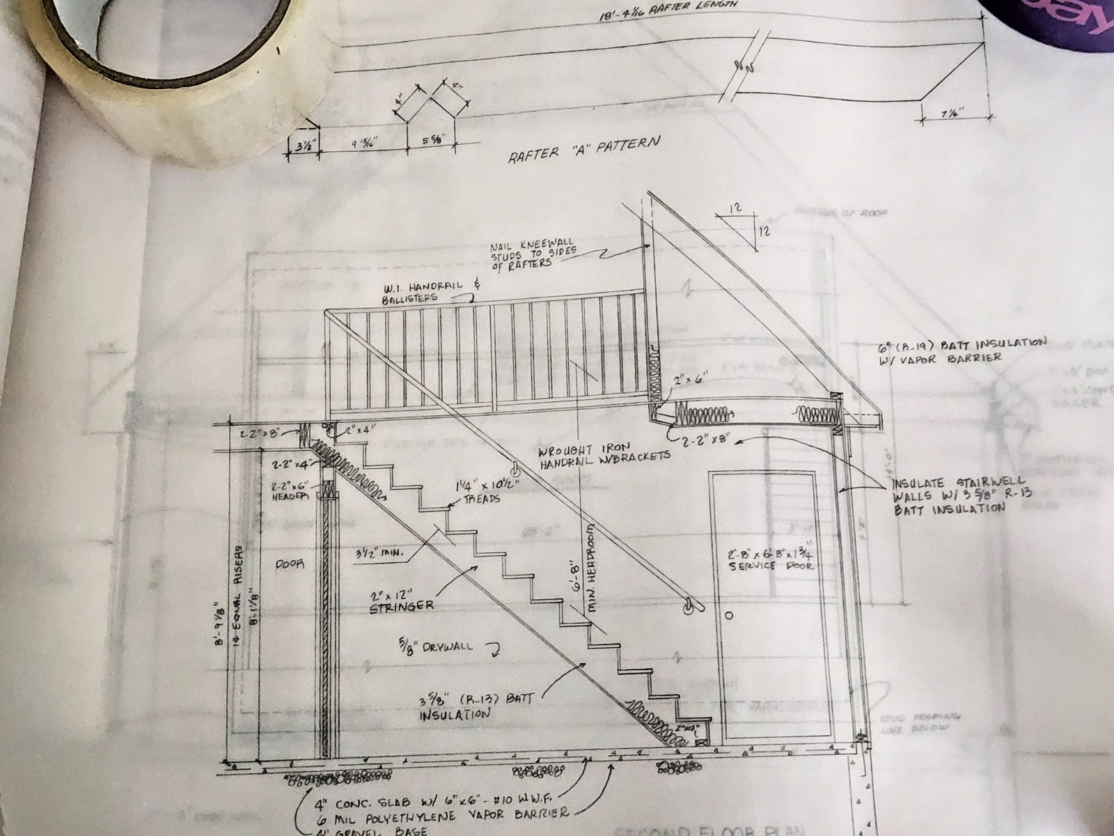 1989 Vintage 2 Story Double Car Garage Addition 18 Page Paper Blueprint Plan