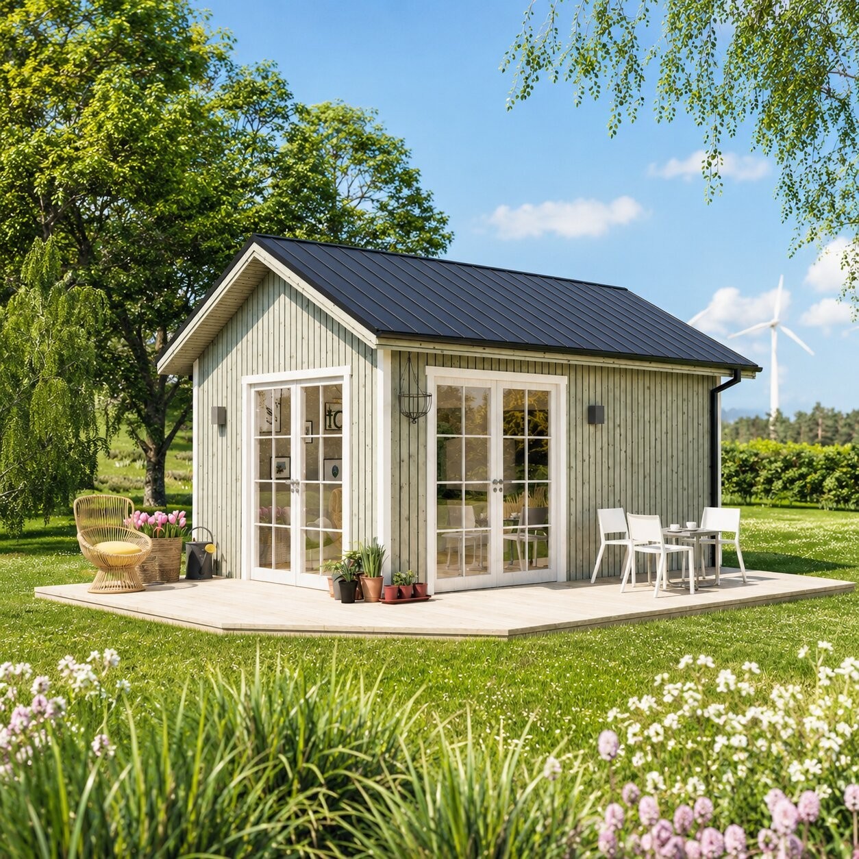 Gable roof garden shed plans- Backyard Studio workshop Design