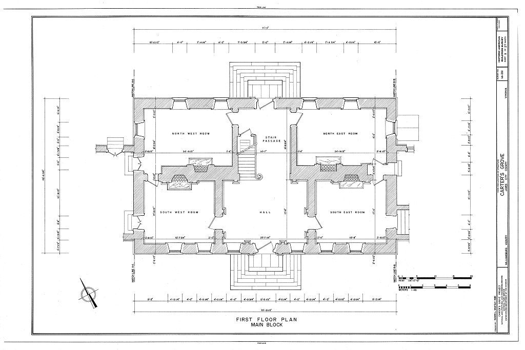 Carter’s Grove Plantation – colonial brick mansion, architectural PRINTED Plans