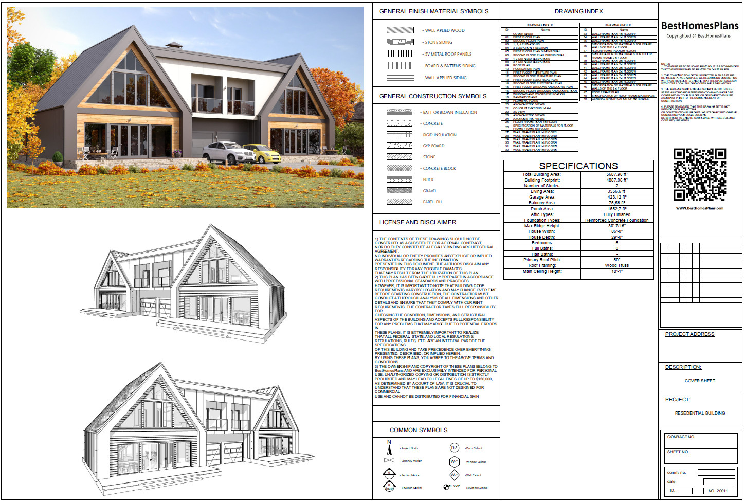 86’x29′ Double A-Frame Cabin, 6-Beds, 8 Baths, 2 Garage bays, 3556SF Living Area