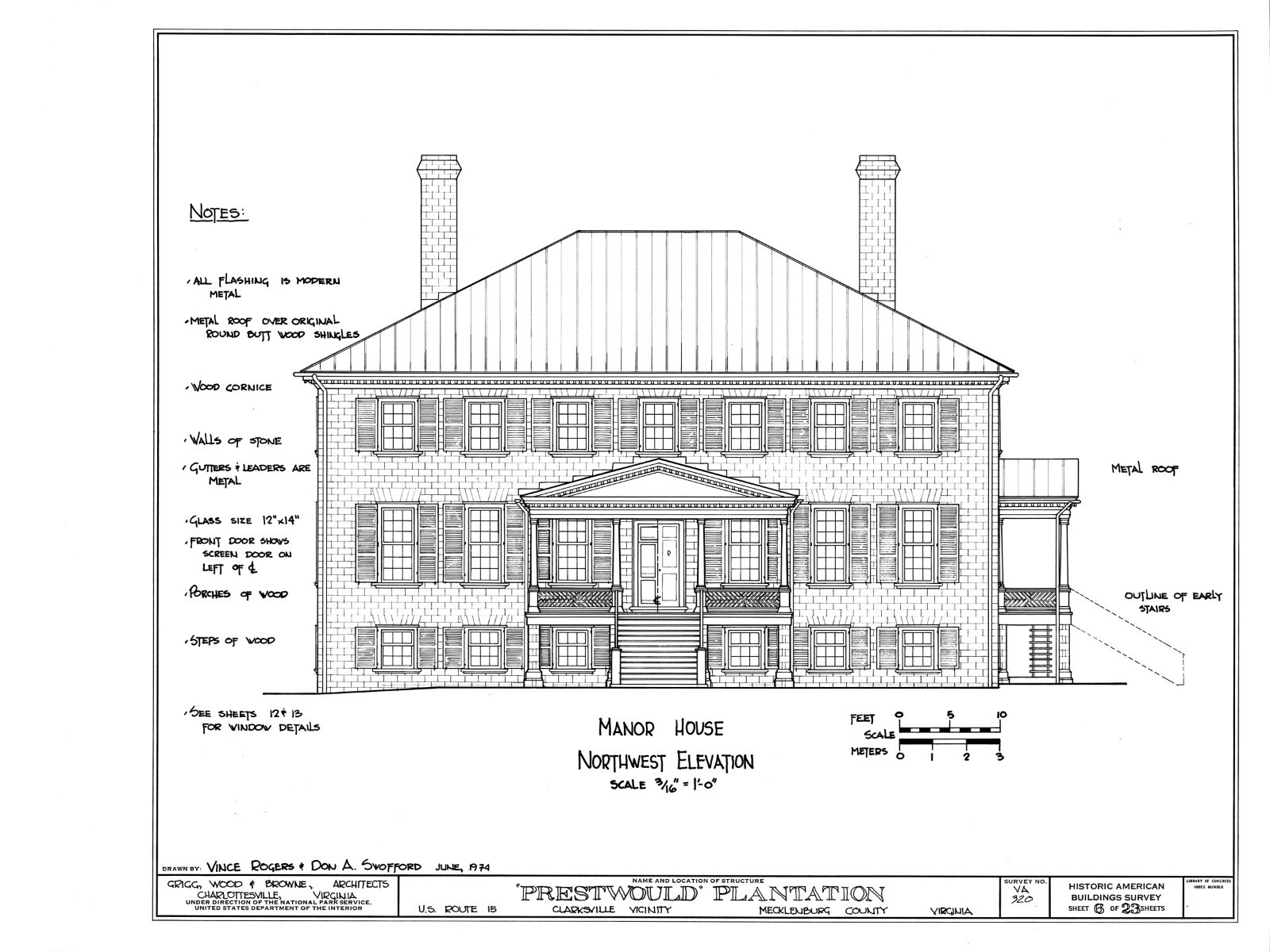 Architectural Home Plans, Prestwould Virginia Plantation Mansion w/ cottages
