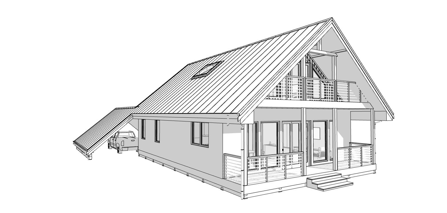 42’x70′ 2 Bed, 2 Bath A-Frame Cabin Architectural Build Plans PDF Download