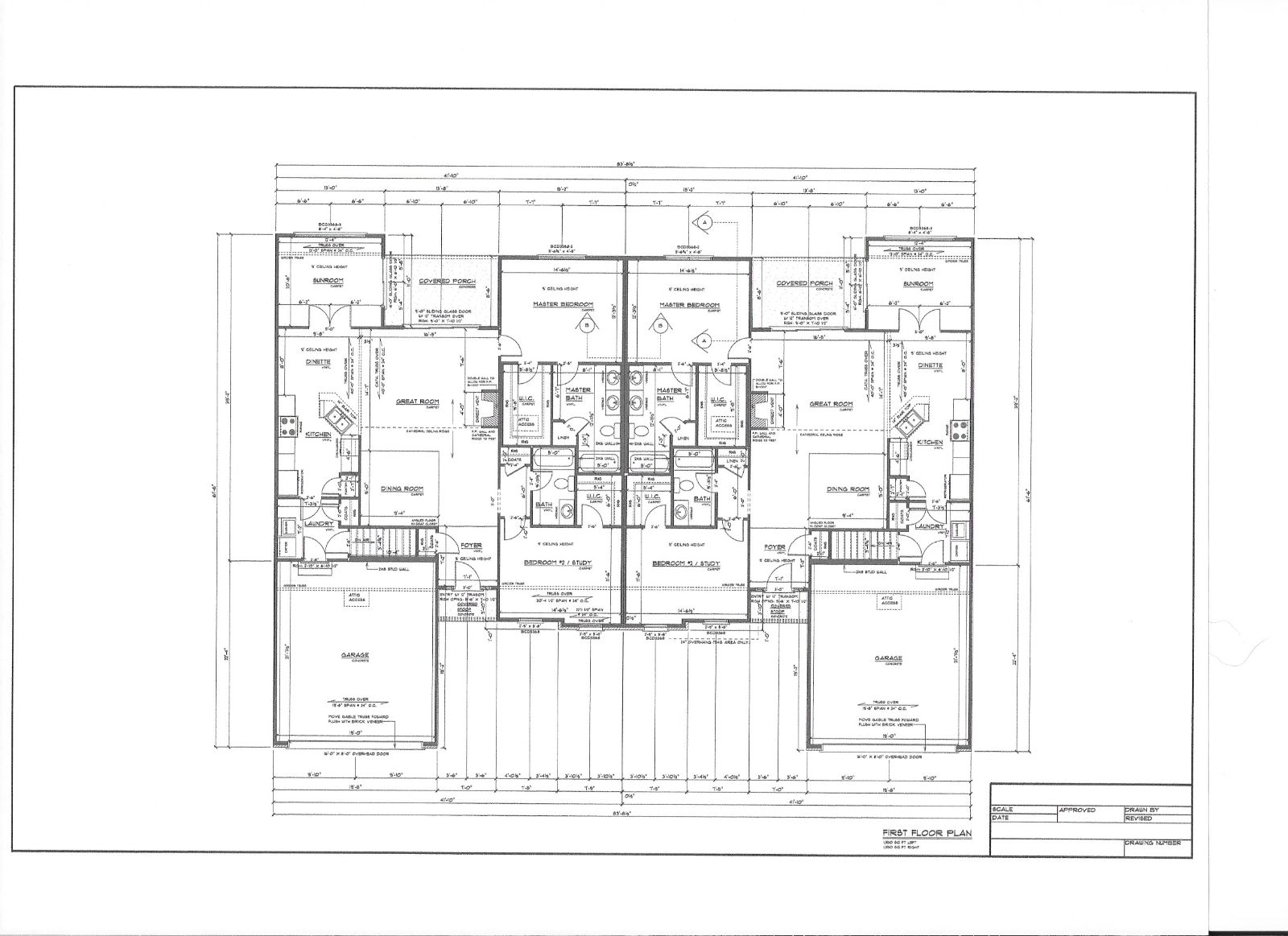 Full Set of Condominium / Duplex building plans 1,530 sq ft