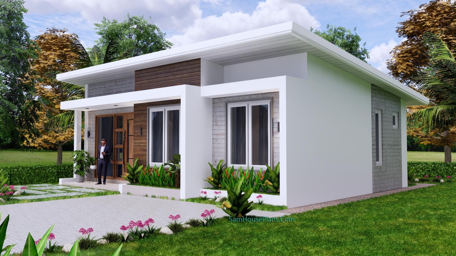 33×27 Feet Small House Plan 10×8 Meter 2 Beds 2 Baths Shed Roof (A4 Hard Copy)