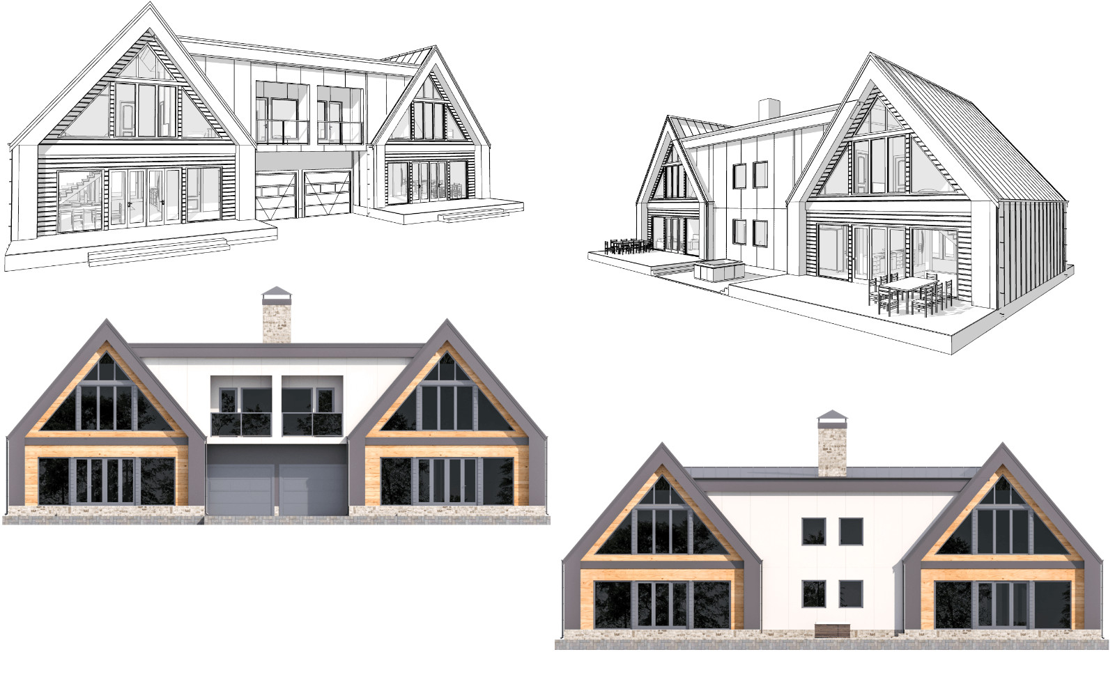 86’x29’ 6 Beds, 8 Baths Double A-Frame House Architecture Plans PDF Download.