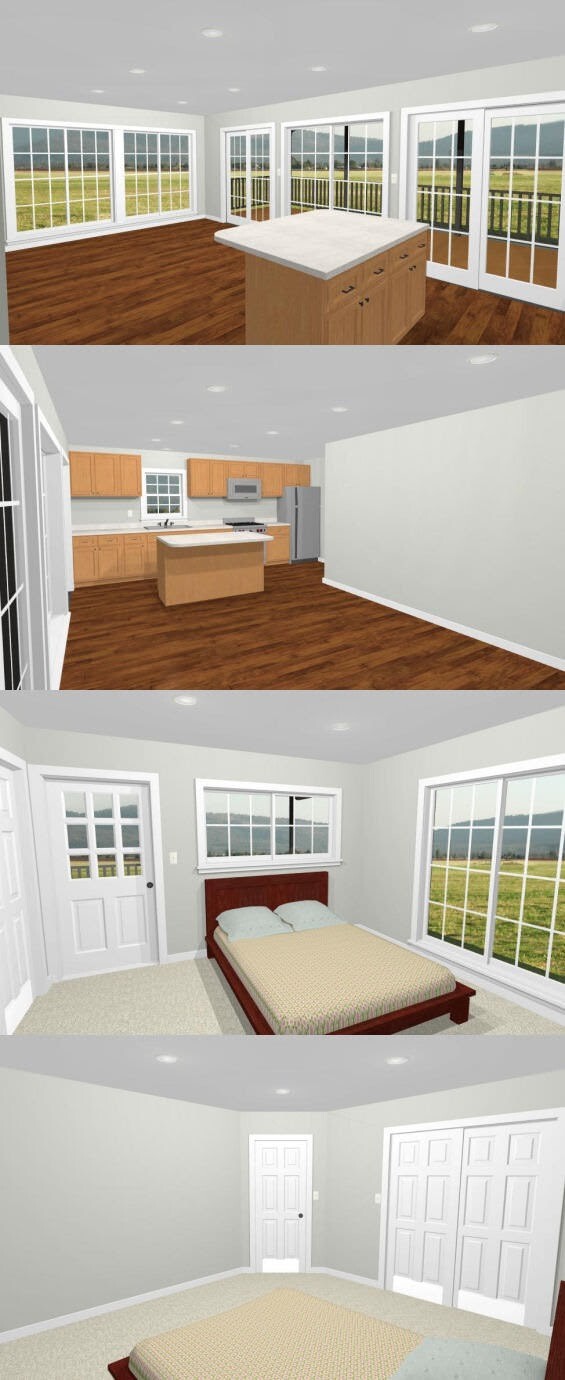 24×32 House — 1 Bedroom 1.5 Bath — 830 sq ft — PDF Floor Plan — Model 7