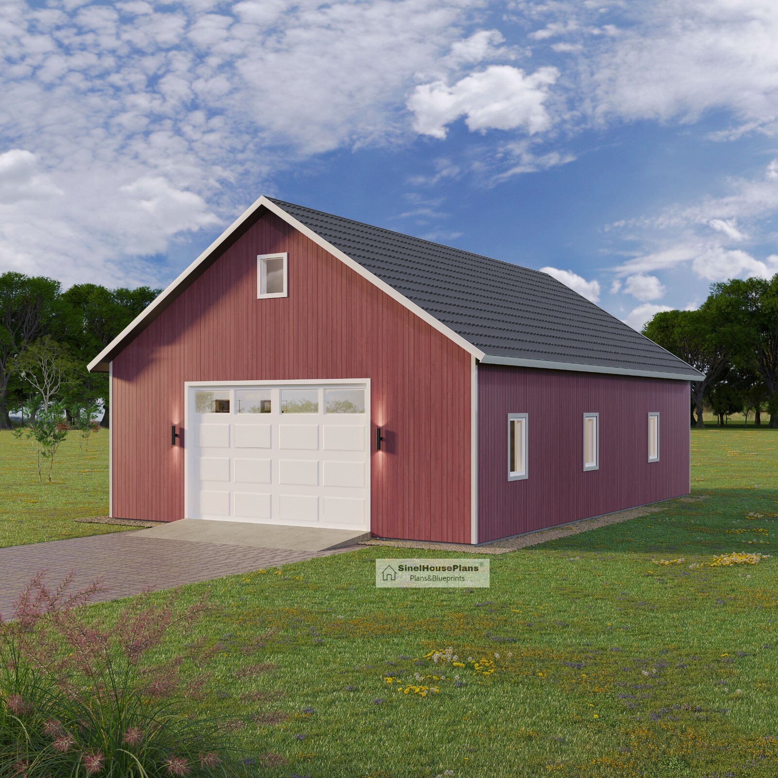 32′ x 48′ Post Framed Garage plans, Pole Barn Construction Blueprints