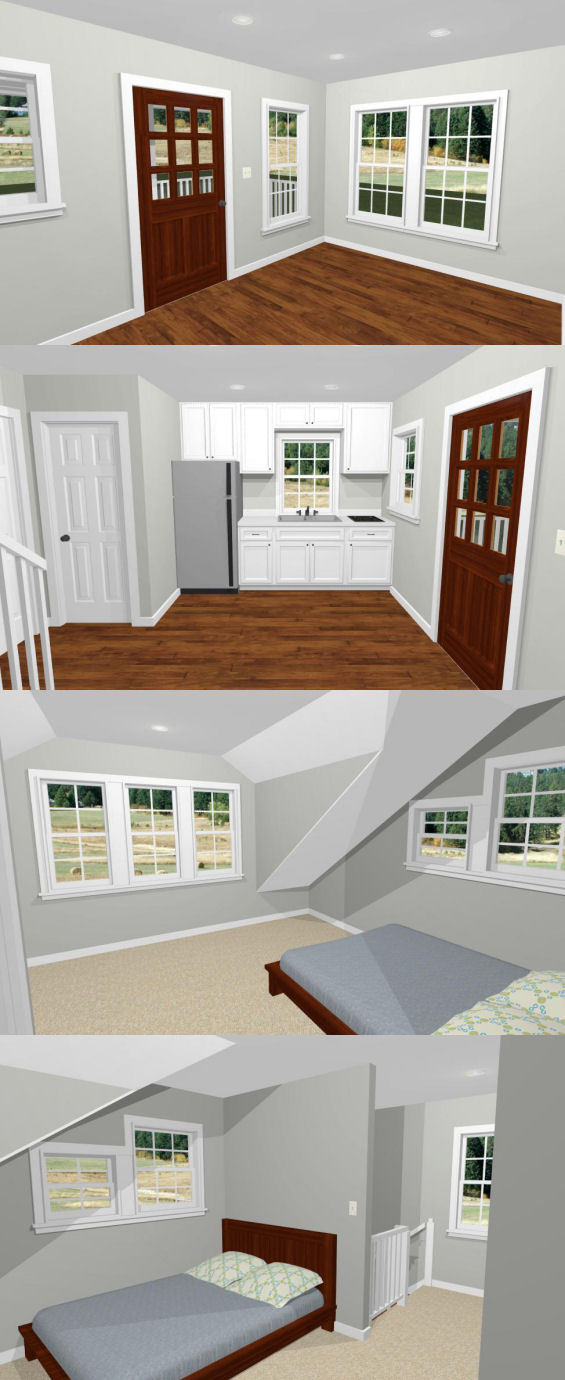 16×16 Tiny House — 492 sq ft — PDF Floor Plan — Model 3