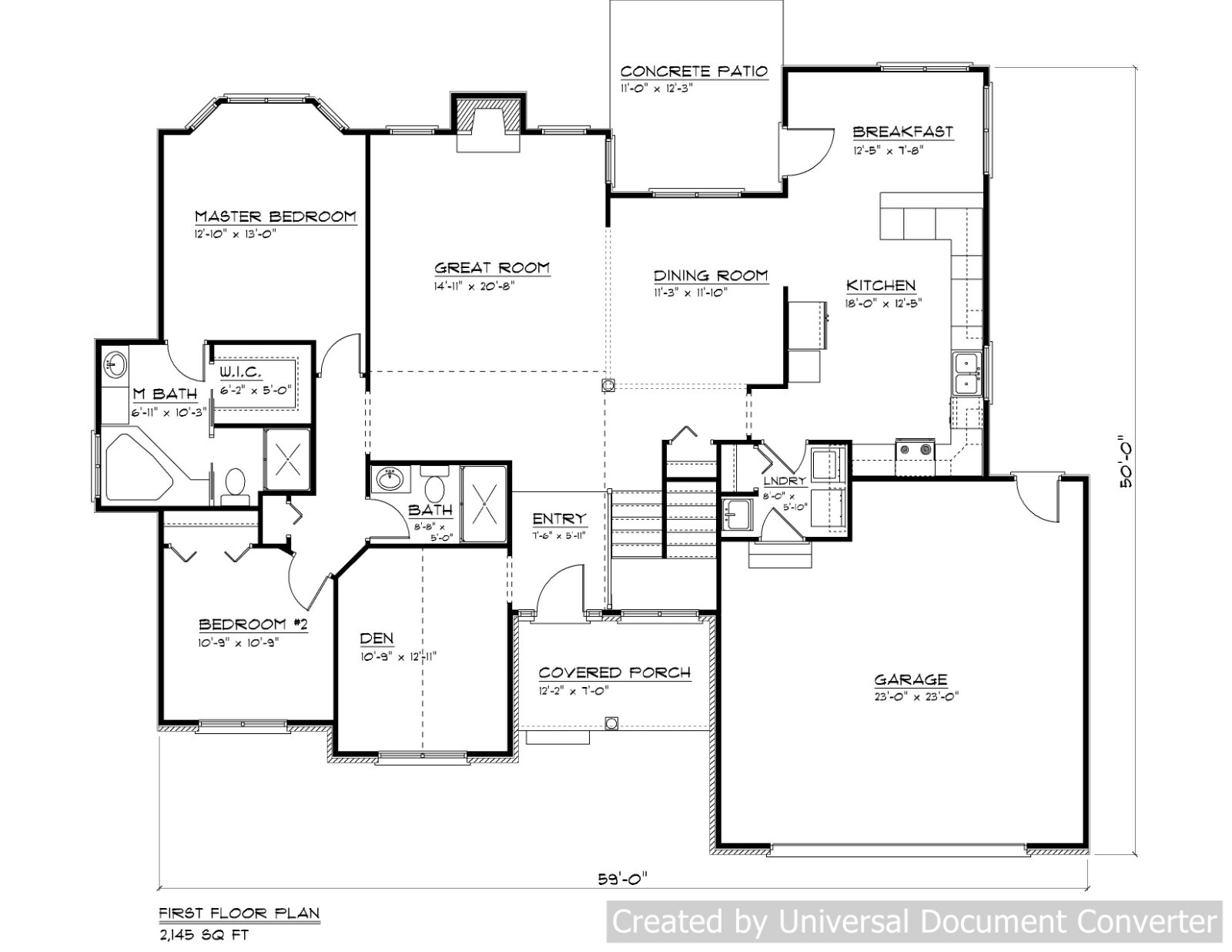 Full Set of single story 3 bedroom house plans 2,145 sq ft
