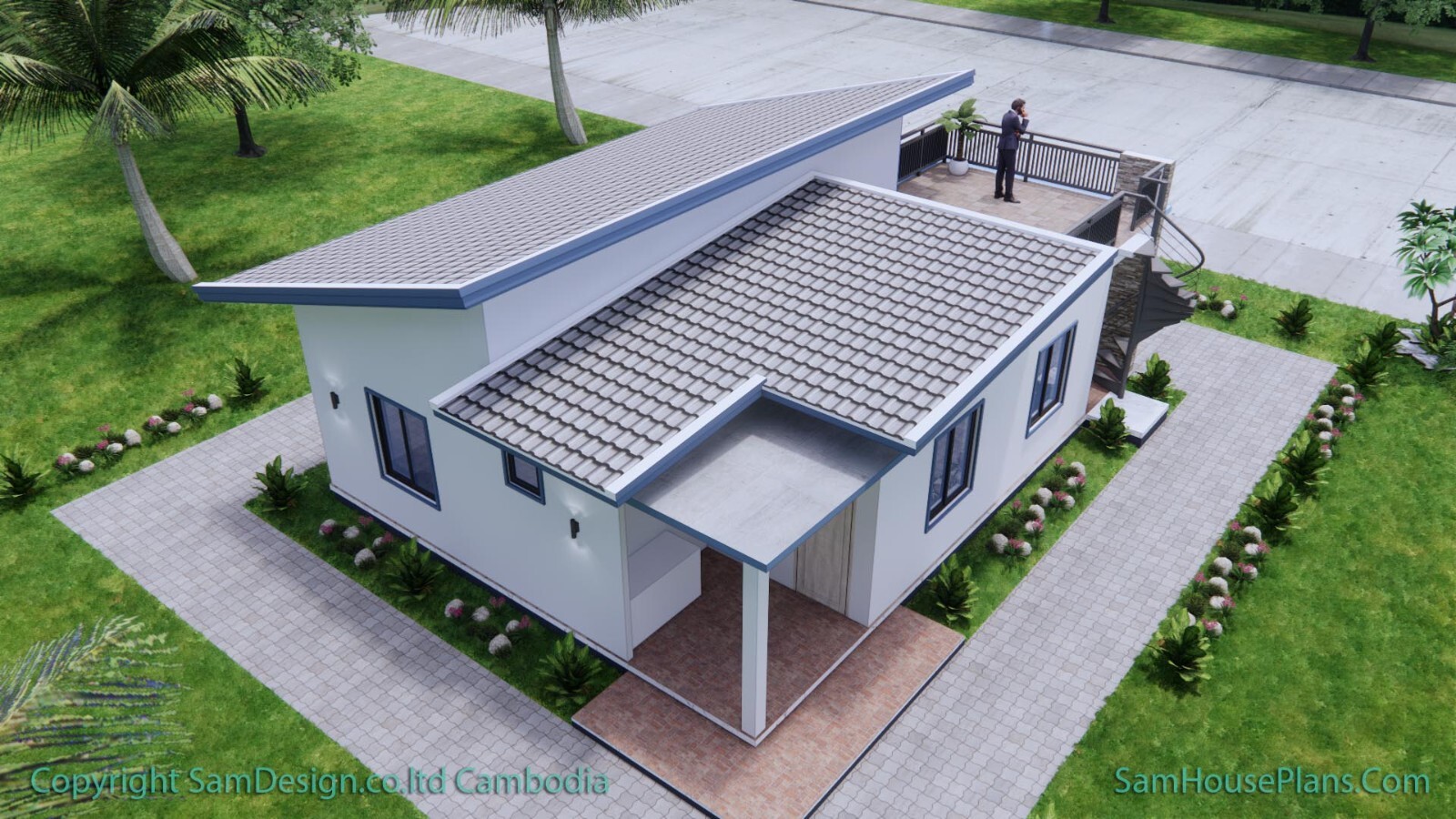 26×36 Small House Plan 8×11 Meter 2 Beds 2 Baths Small Shed (A4 Hard Copy)
