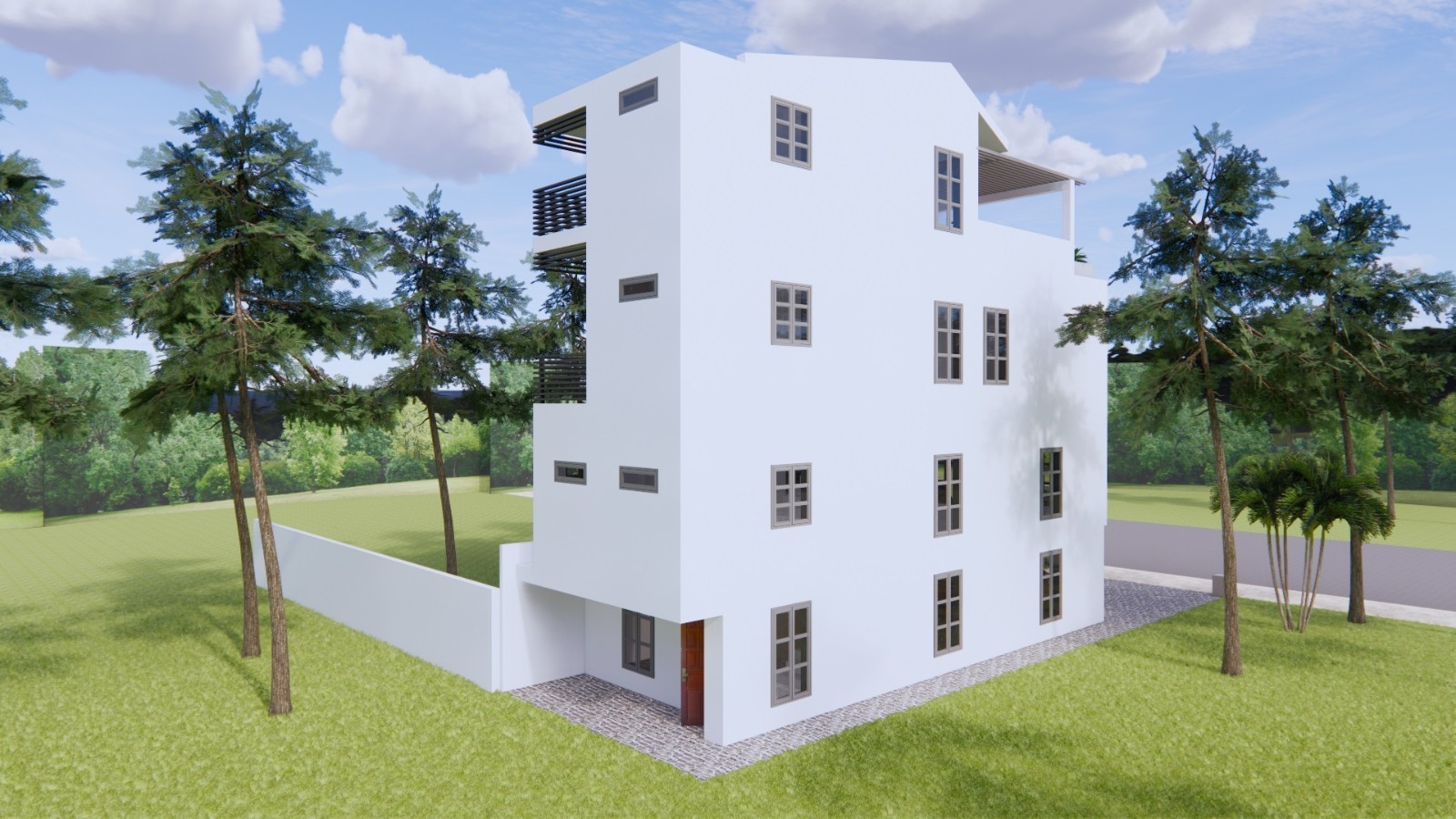 14×45 Feet Small House 4.2×14 Meter 4 Beds 5 Baths Shed Roof PDF + A4 Hard Copy