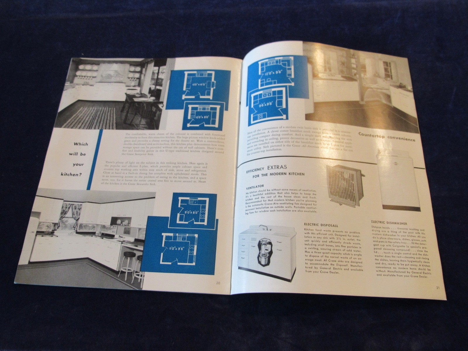 Vintage 1949 CRANE Kitchen Bath Brochures MCM Illustrated Home Design Plans C600