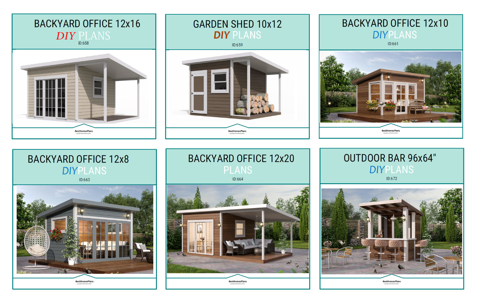 Lot of 14 Garden Shed & Backyard Office DIY Plans and Build Guide | DIY Instruct