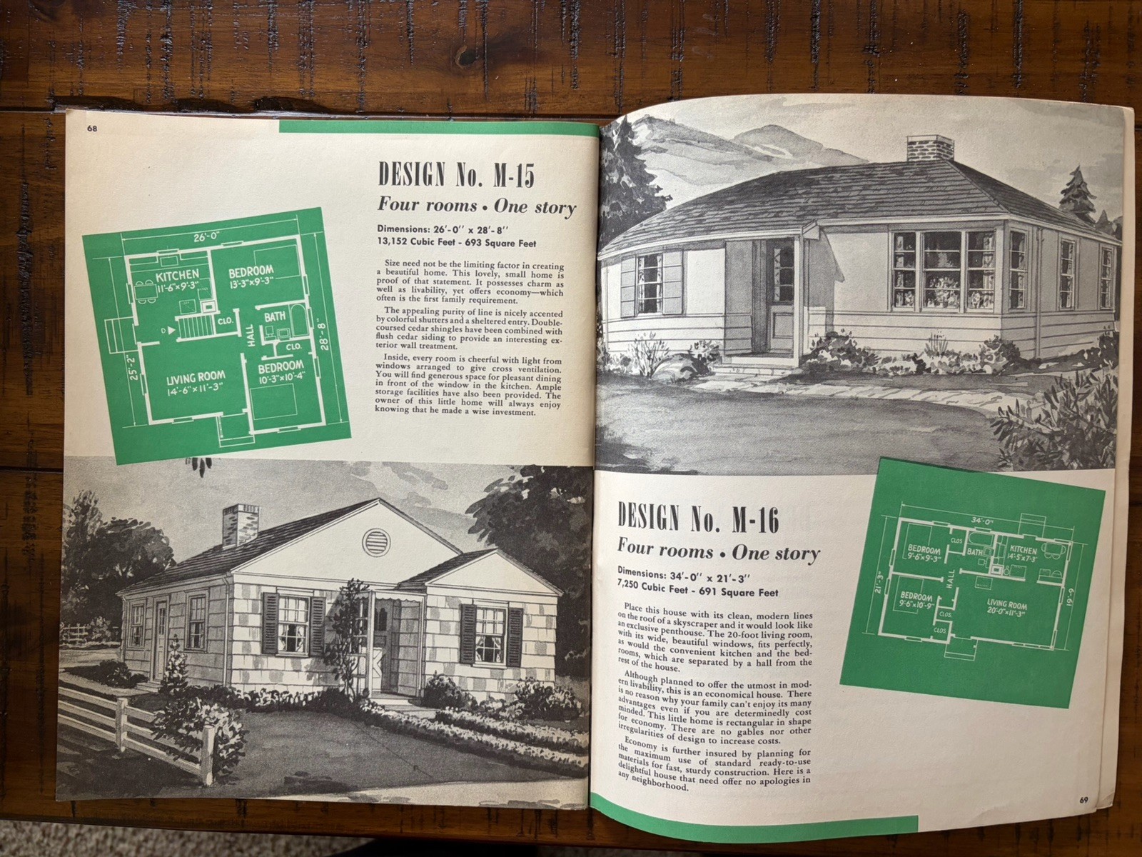 Vintage Mid Century MCM 69 Beautiful Homes Of Wood House Plans Book Catalog