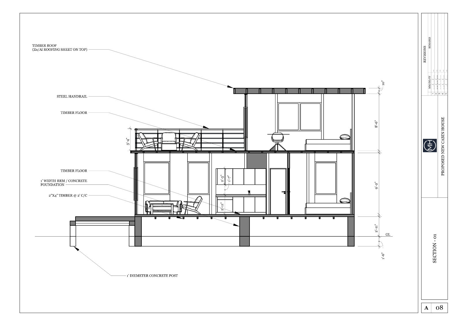 Modern Two Story Cabin House Plan 3D images DWG CAD File And PDF For Blueprint